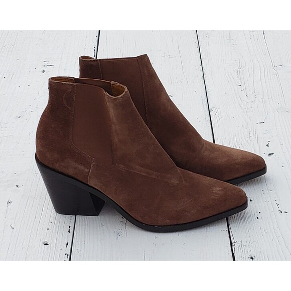 rag & bone Razor Brown Suede Pointed Heel Chelsea Boots 5.5 / 36.5 WORN ONCE - Picture 1 of 5